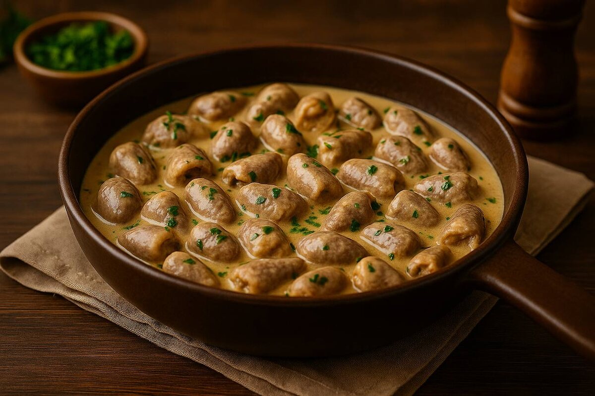 Сытные куриные сердечки в аппетитном соусе