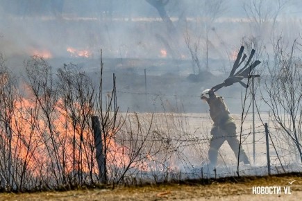 Десятки палов горят в Михайловском и Октябрьском районах
