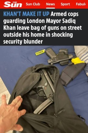 «Вооруженные полицейские, охранявшие мэра Лондона Садика Хана, оставили сумку с оружием на улице»: Охранники мэра Лондона забыли сумку с оружием около наркопритона