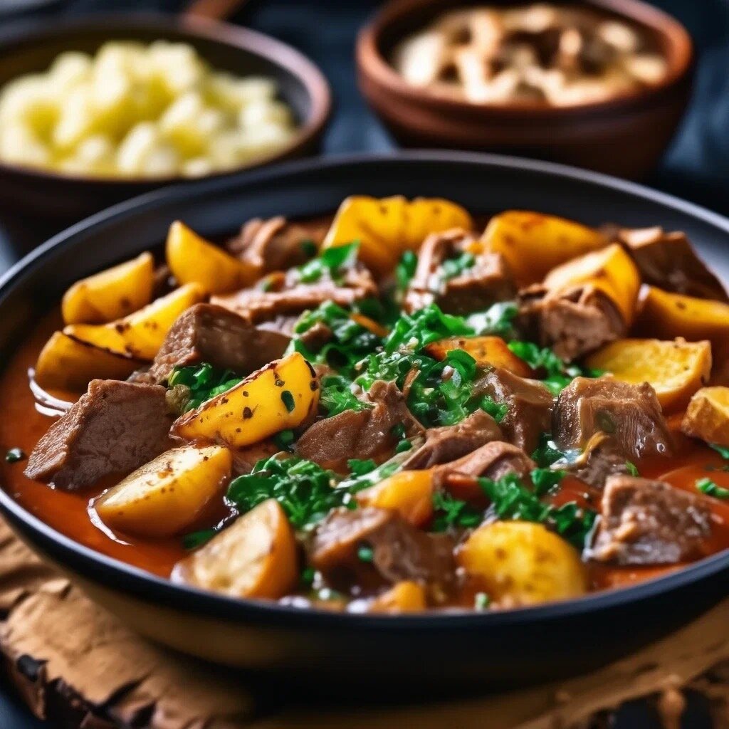 Говядина с картофелем: кулинарный шедевр в орехово-чесночном соусе