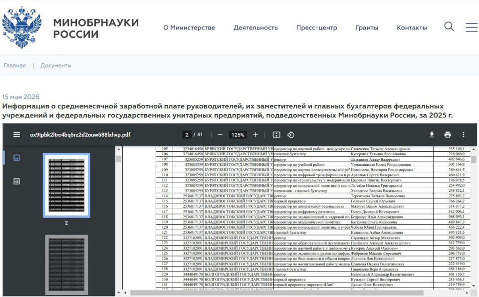 Минобрнауки России обнародовало размер зарплат руководства вузов Приморья ...