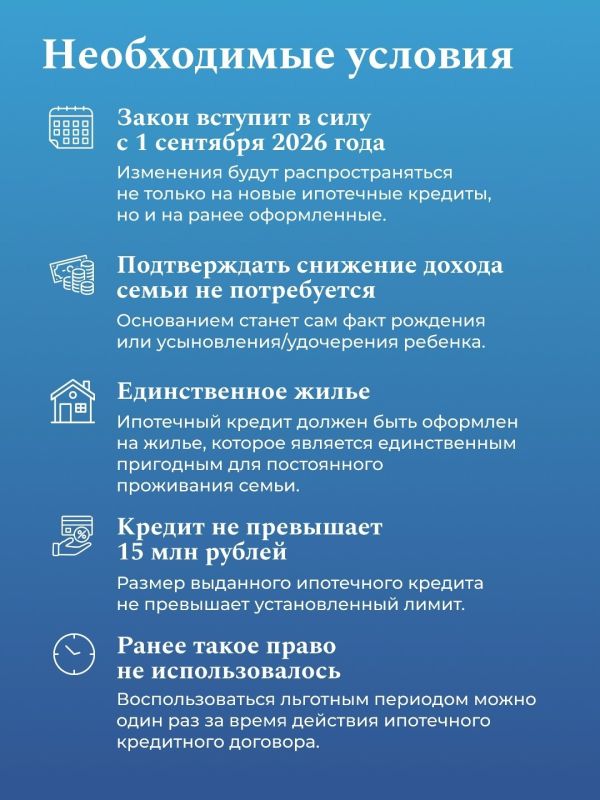 Президент подписал закон о расширении ипотечных каникул для семей с детьми Президент подписал закон о расширении ипотечных каникул для семей с детьми