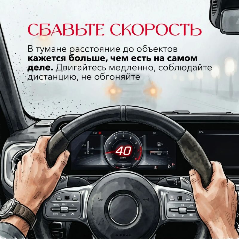 Четыре правила для безопасной поездки в туман! Четыре правила для безопасной поездки в туман!