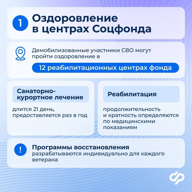 Участники СВО могут получить направление на реабилитацию в центрах Социального фонда России Участники СВО могут получить направление на реабилитацию в центрах Социального фонда России