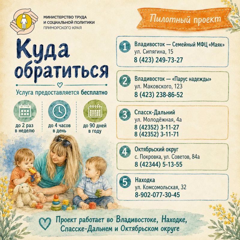 Во Владивостоке социальная няня помогает многодетной маме справляться с ежедневными делами Во Владивостоке социальная няня помогает многодетной маме справляться с ежедневными делами