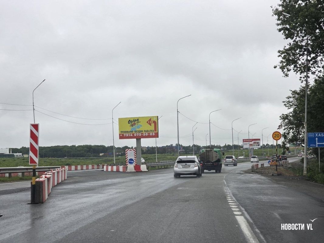 Провал на трассе в районе Углового отремонтировали Провал на трассе в районе Углового отремонтировали