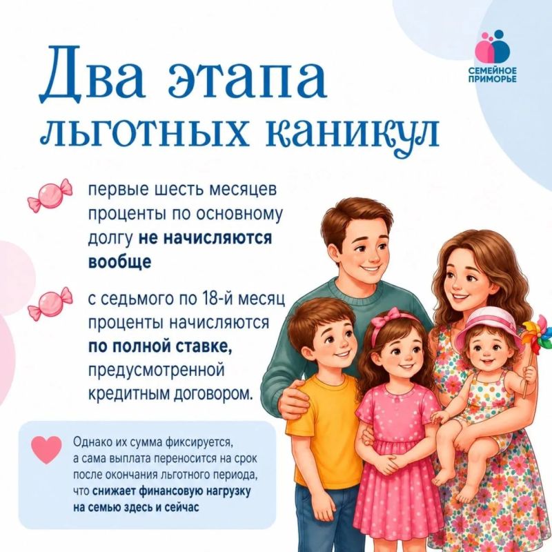 Приморские семьи могут получить ипотечные каникулы Приморские семьи могут получить ипотечные каникулы