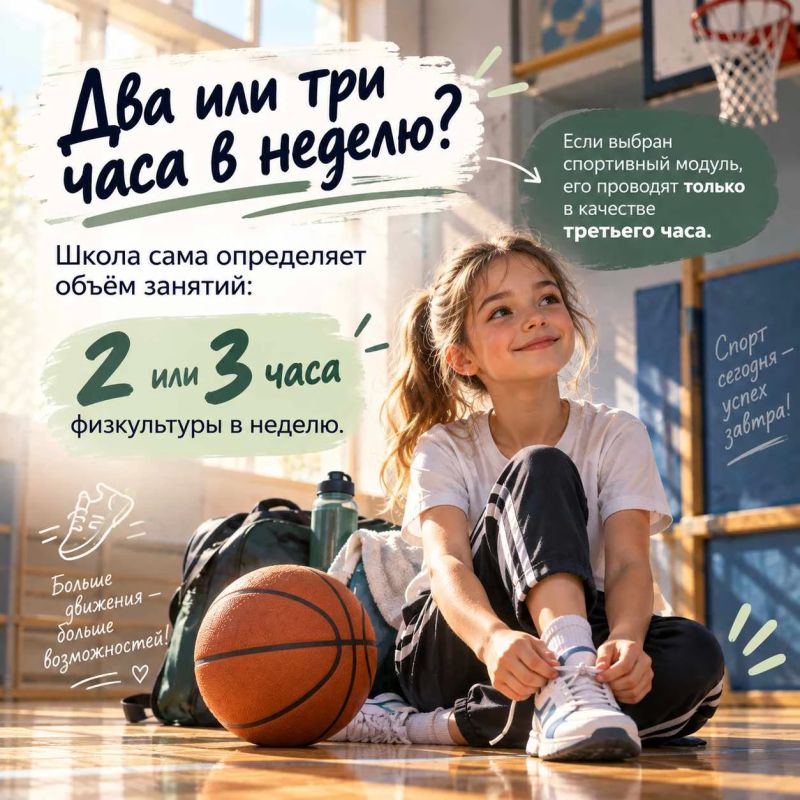 Сколько часов физкультуры будет в школе? Какие виды спорта смогут выбрать ребята? И как при этом учитывается здоровье ребёнка? Сколько часов физкультуры будет в школе? Какие виды спорта смогут выбрать ребята? И как при этом учитывается здоровье ребёнка?