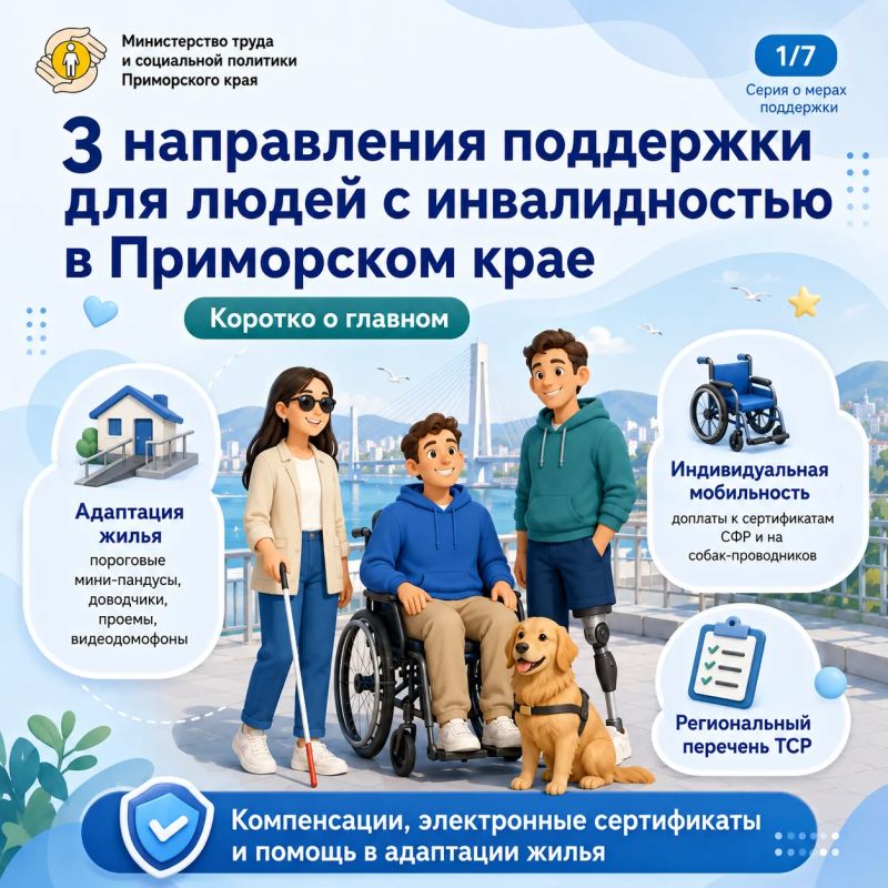 Поддержка рядом. В Приморском крае для людей с инвалидностью предусмотрены дополнительные меры социальной поддержки