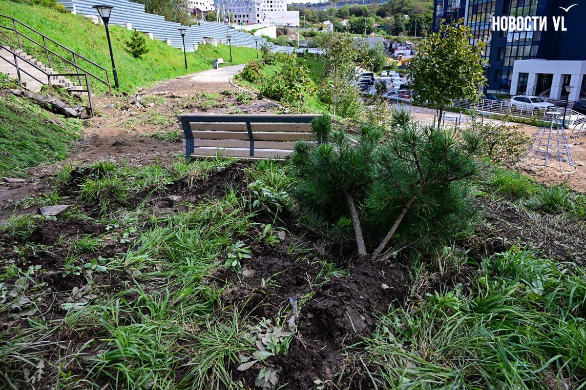 Сель сошёл с косогора на Патрокле и замуровал в грязи детскую площадку с тротуаром Сель сошёл с косогора на Патрокле и замуровал в грязи детскую площадку с тротуаром