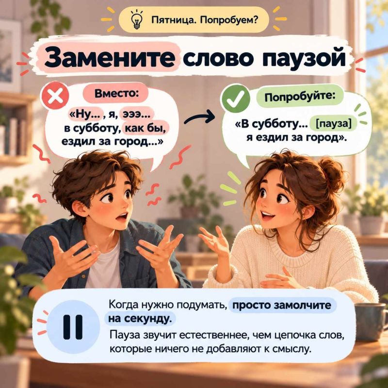 Пятница. Попробуем?. Бывает, мысль уже есть, а вместе с ней — целая россыпь «эээ», «ну» и «как бы» Пятница. Попробуем?. Бывает, мысль уже есть, а вместе с ней — целая россыпь «эээ», «ну» и «как бы»