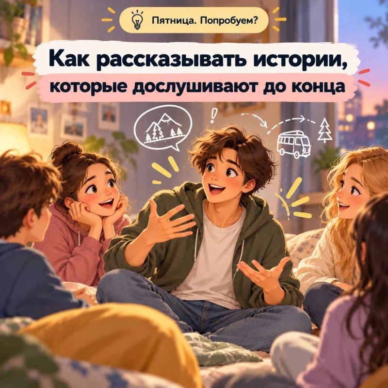 Пятница. Попробуем?. Почему одни истории слушают с интересом, а другие — нет? Дело не всегда в самом событии, а в том, как мы о нём рассказываем