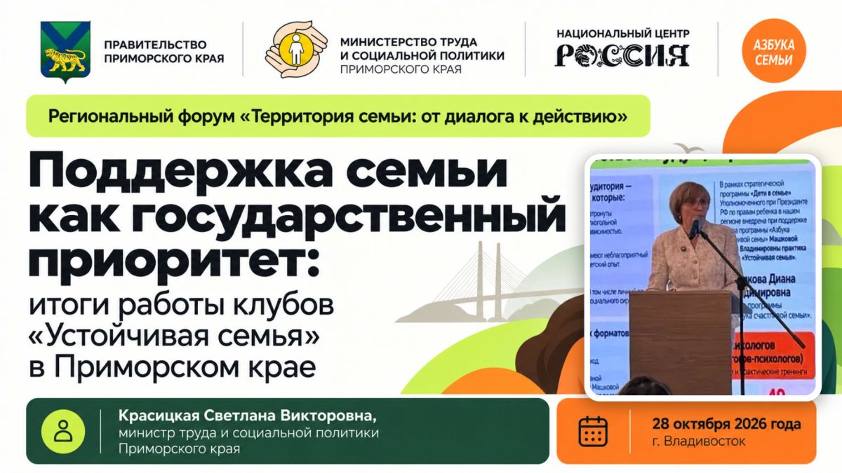 Во Владивостоке стартовал региональный форум «Территория семьи: от диалога к действию»